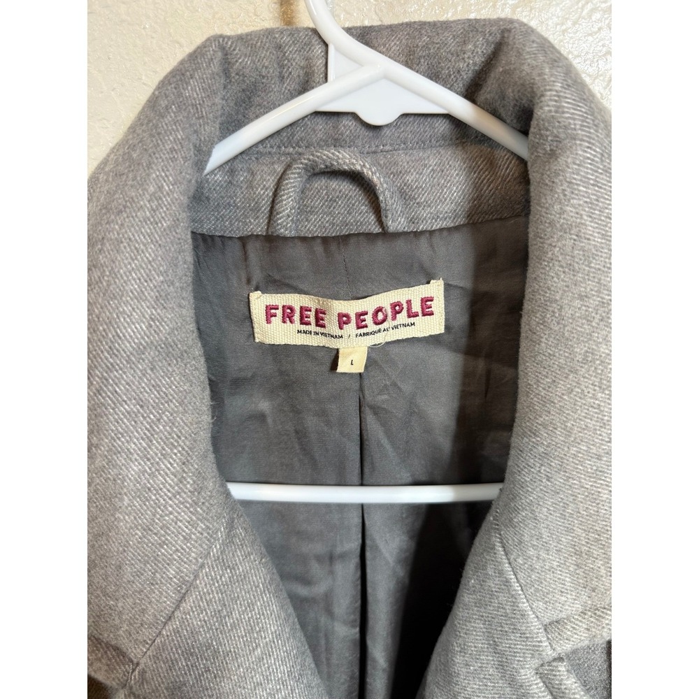 FREE PEOPLE Hannah Slouchy Double Breasted Gray Blazer Coat Size Large - Picture 3 of 3